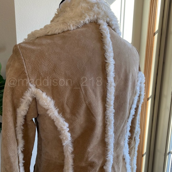 Wilson’s Leather Maxima Small Leather Patchwork Coat Faux Fur Tan Brown S - Picture 11 of 15